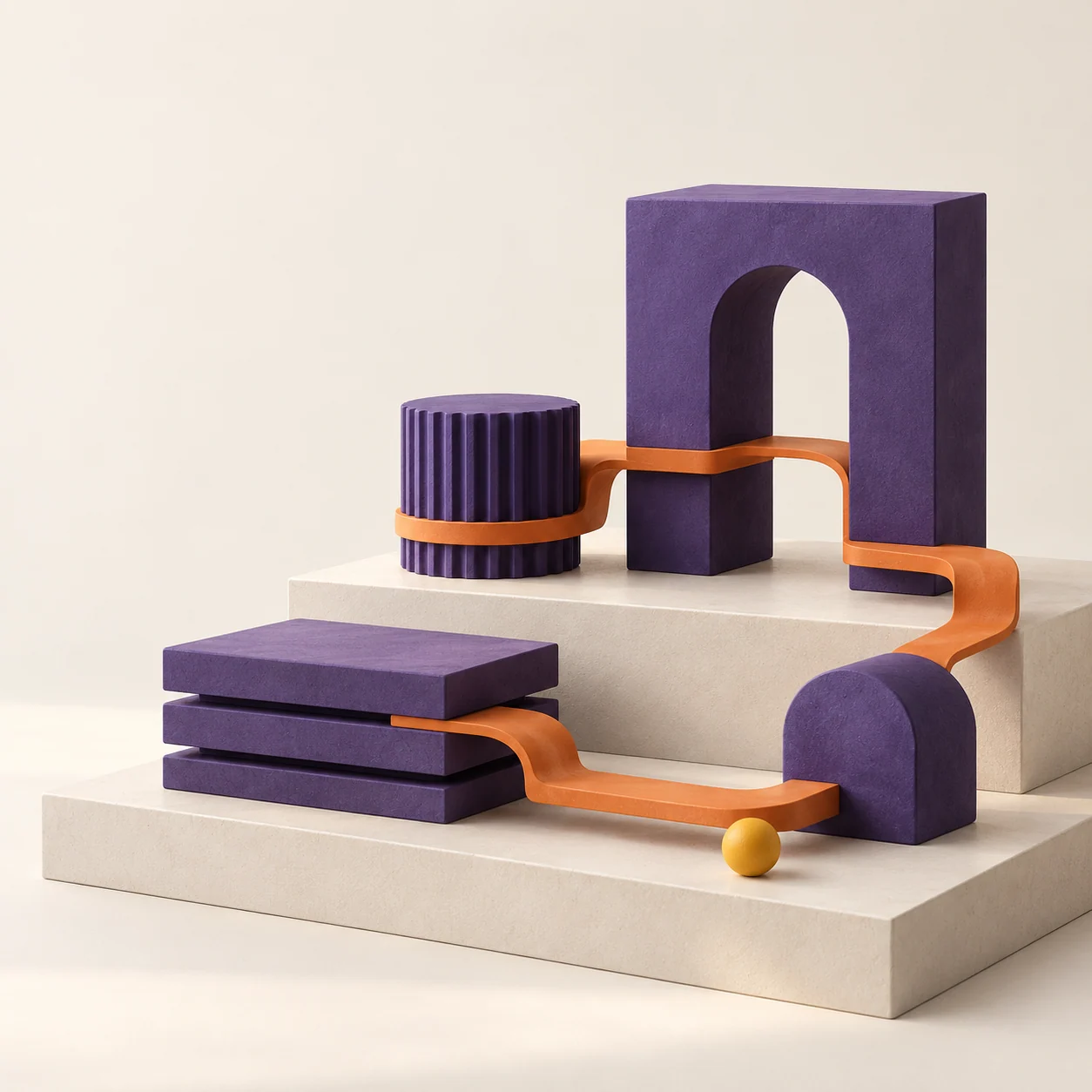 Estudo técnico das peças separadas de uma escultura modular